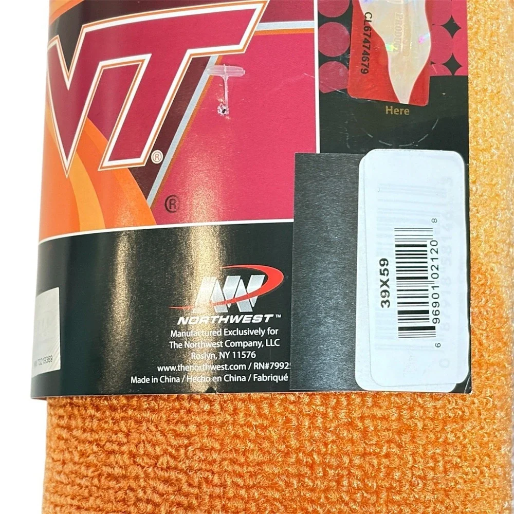 Northwest NCAA Virginia Tech Hokies Rug 39x59 Maroon Orange Fan Cave Decor Mat